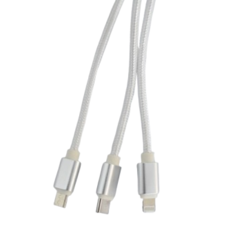 Metal Car Charger with Dual USB Port 24W + 3-in-1 USB Cable - Quick Charging