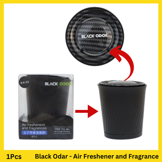 Black Odar Air Freshener and Fragrance 50g, offering a long-lasting and refreshing scent for car interiors.