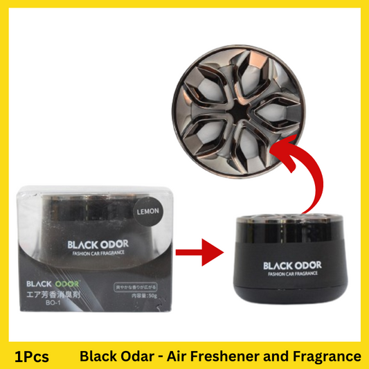 Black Odar Air Freshener and Fragrance 50g, offering a long-lasting and refreshing scent for car interiors.